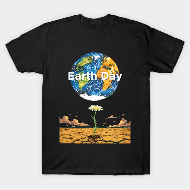 Earth Day: April 22nd A Reflection on Our Planet’s Fragile Existence on a dark (Knocked Out) background T-Shirt by Puff Sumo